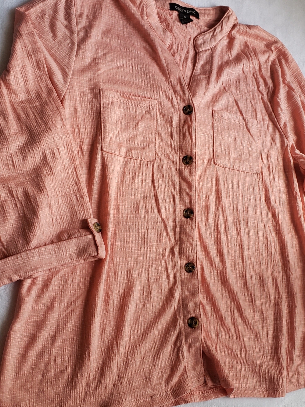 Carolyn Taylor Peach Textured Button-Down Shirt